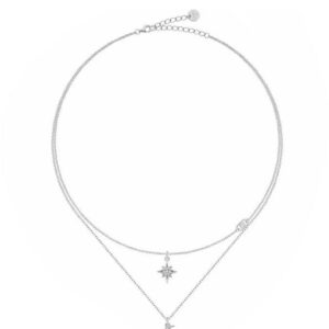 Collana Donna Liu Jo Argento 925 Multifilo Stella Luna Zirconi Bianchi