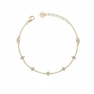 Bracciale Donna Liu Jo Argento 925 Dorato Stelline con Zirconi Bianchi