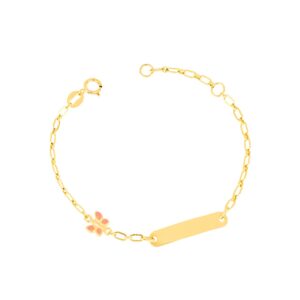Bracciale Personalizzabile con Farfallina Smaltata in Oro Giallo 9Kt