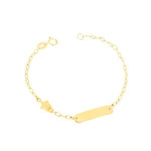 Bracciale con Stella e Targhetta Personalizzabile in Oro Giallo 9Kt