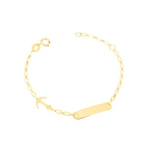 Bracciale Personalizzabile con Ancora in Oro Giallo 9Kt