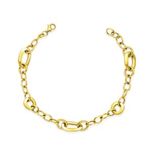 Bracciale Catena in Oro Giallo 9Kt a Maglie Alternate