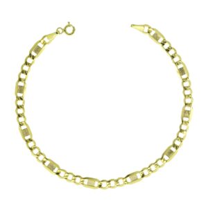Bracciale iGold Maglia Figaro con Inserti in Oro Giallo 9Kt
