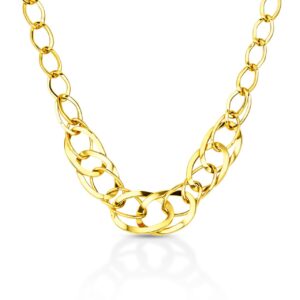 Collana a Maglie Ovali Intrecciate Martellate in Oro Giallo 9Kt