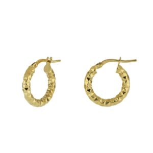 Orecchini Cerchio Diamond Cut in Oro Giallo 9Kt