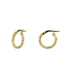 Orecchini a Cerchio Martellati in Oro Giallo 9Kt - 2 misure