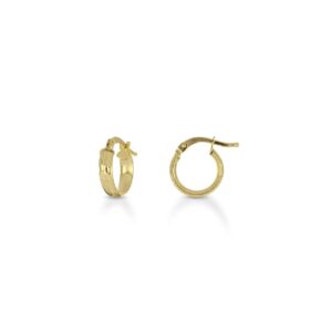 Orecchini Cerchietto Martellato in Oro Giallo 9Kt
