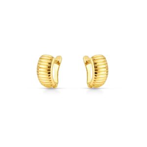 Orecchini Semi Cerchio Rigati in Oro Giallo 9Kt