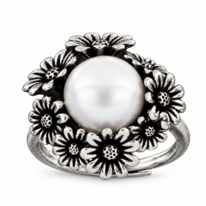 Anello Donna Urania Preziosi Theodora Floreale con Perla in Ottone 20 mm – Bianco o Azzurro