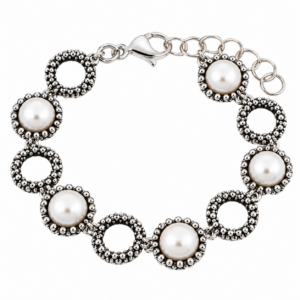 Bracciale Donna Urania Preziosi Theodora in Ottone con Perle e Cerchi Decorati 18+3 cm