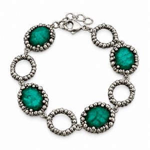 Bracciale Donna Urania Preziosi Theodora in Ottone con Inserti Verdi 16+3 cm
