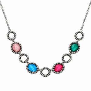 Collana Donna Urania Preziosi Theodora in Ottone con Inserti Ovalizzati Multicolor 45+5 cm