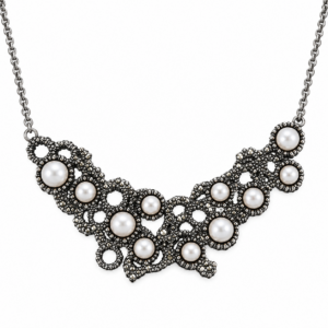 Collana Donna Urania Preziosi Theodora in Ottone con Perle Bianche e Decoro Traforato