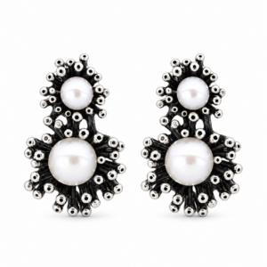 Orecchini Donna Urania Preziosi Theodora in Ottone con Elementi Perlati Bianchi 20 mm
