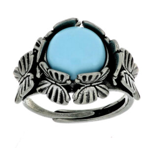 Anello Donna Urania Preziosi Theodora con Pietra Azzurra e Farfalle in Ottone 16 mm