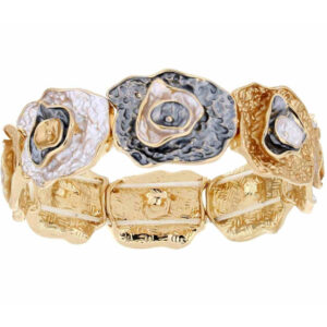 Bracciale Donna Urania Preziosi Armonia in Ottone 19 mm con Elementi Materici Grigio e Madreperlato