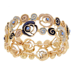 Bracciale Donna Urania Preziosi Armonia in Ottone 24 mm con Spirali e Cristalli Blu